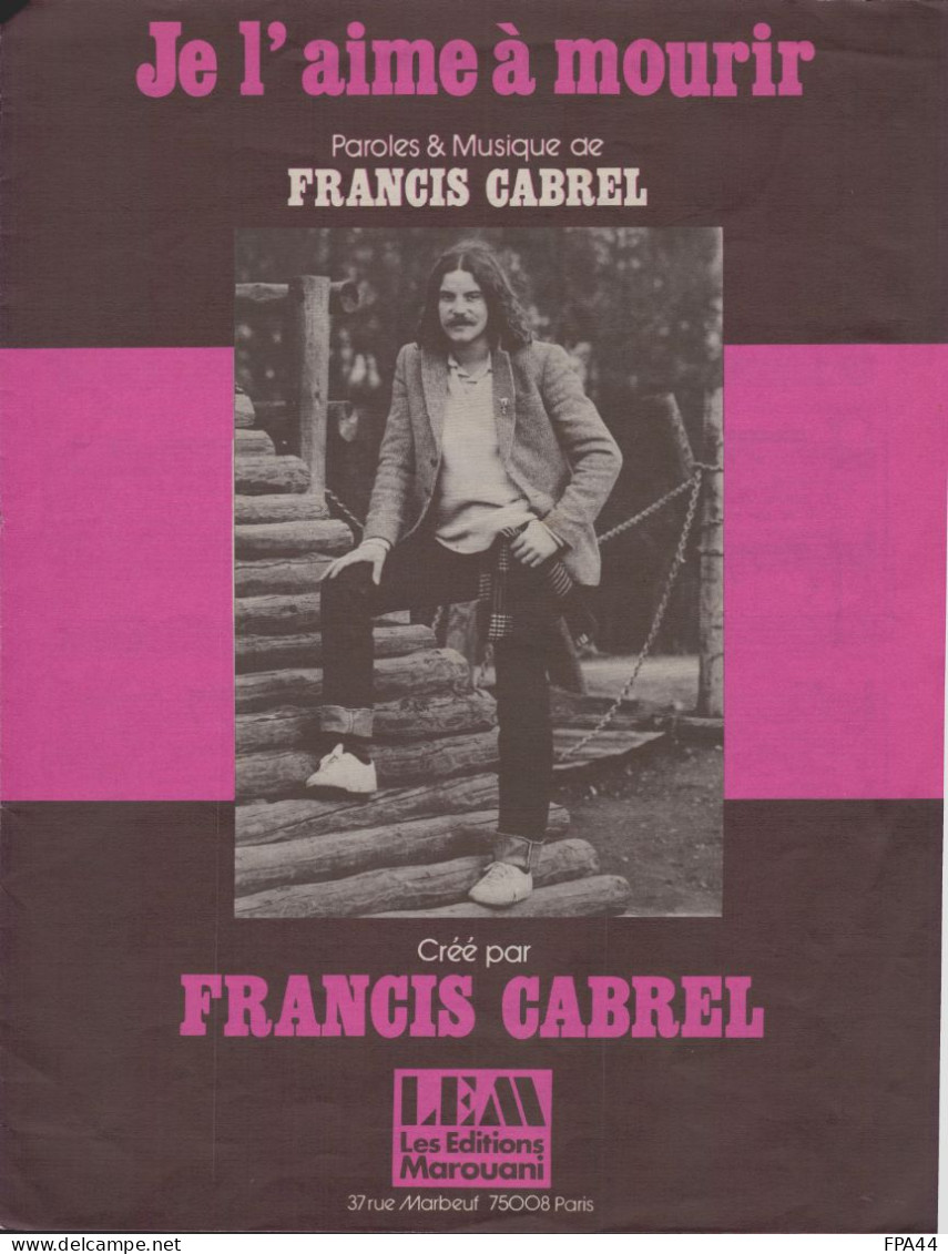 FRANCIS CABREL Je L'aime à Mourir - Song Books