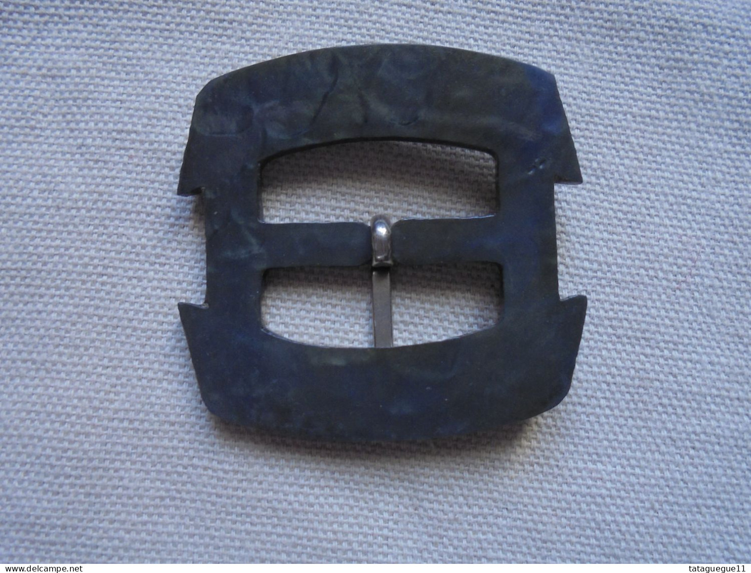 Ancien - Boucle de ceinture en bakélite gris marbré pour confection tissu
