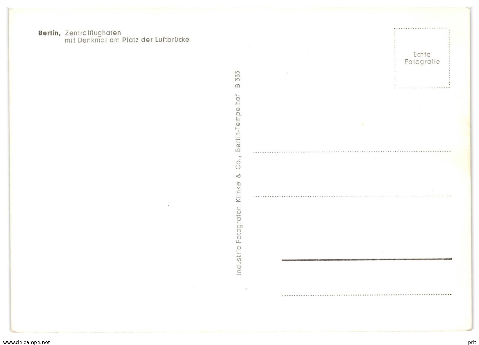 Zentralflughafen Mit Denkmal Am Platz Der Luftbrücke Berlin Tempelhof Bei Nacht 1950-60 Unused Photo Postcard Klinke &Co - Tempelhof
