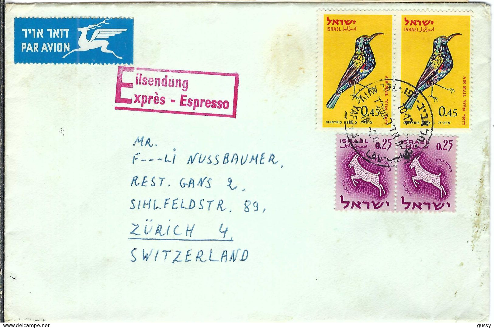 ISRAEL P.A. 1964:  LSC De Tel-Aviv Pour Zürich (Suisse) - Airmail