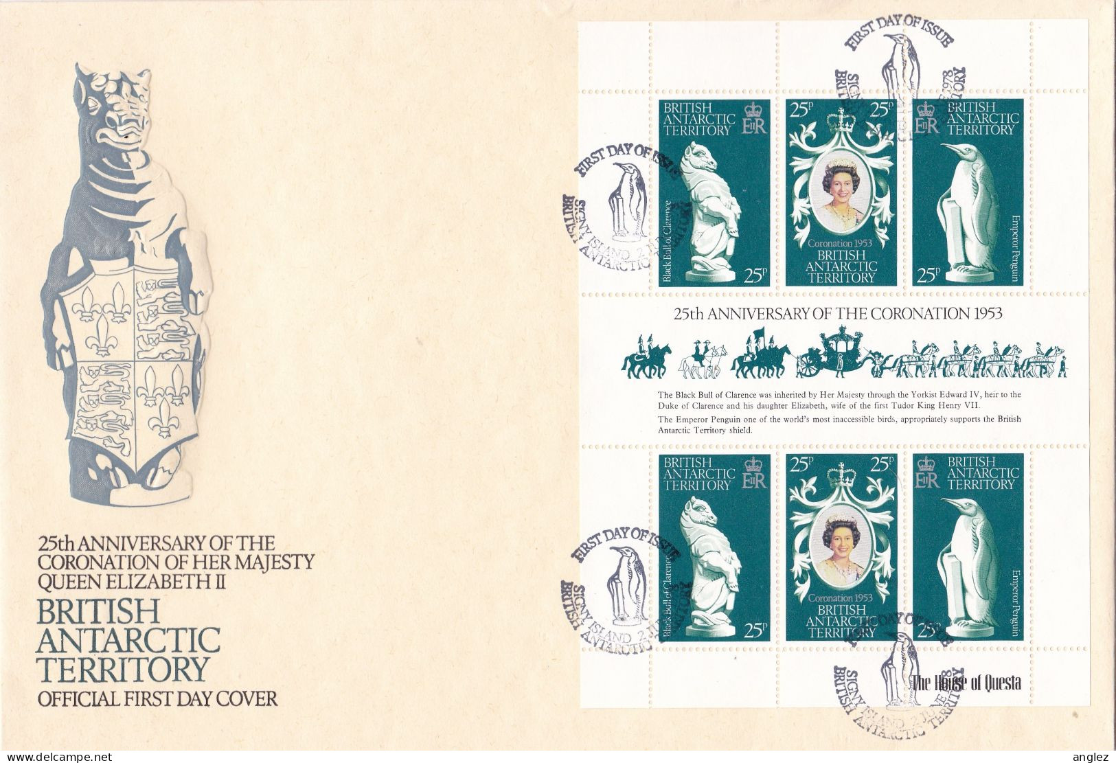 British Antarctic Territory - 1978 Coronation Anniversary Miniature Sheet Illustrated FDC - FDC