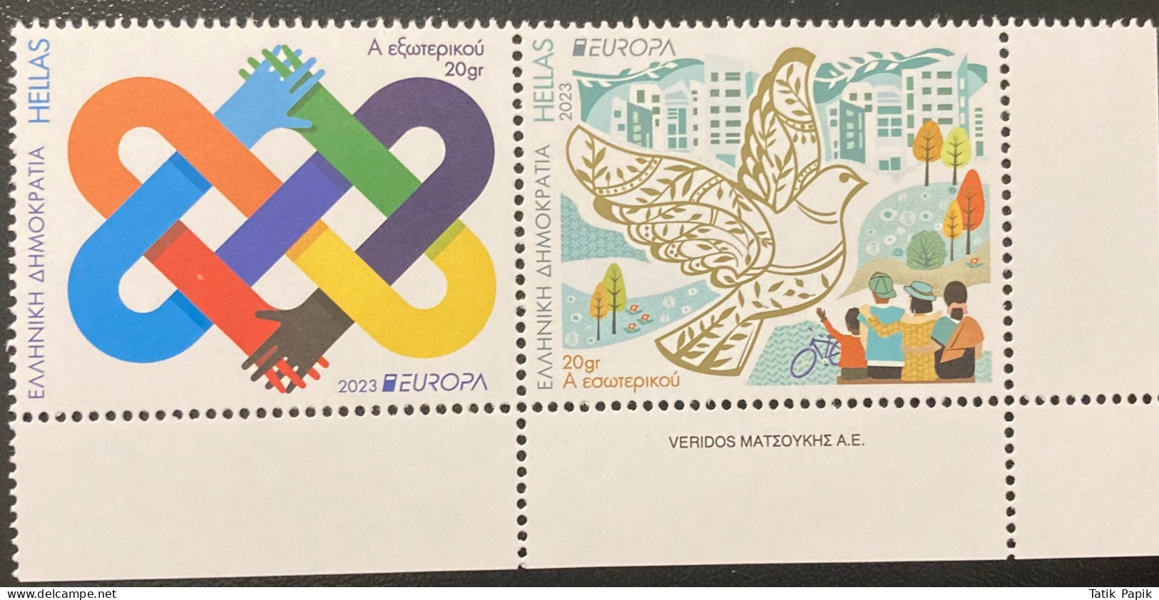 2023 Greece Grèce Europa CEPT Peace Highest Value Humanity Strip 2 Stamps MNH - Nuovi