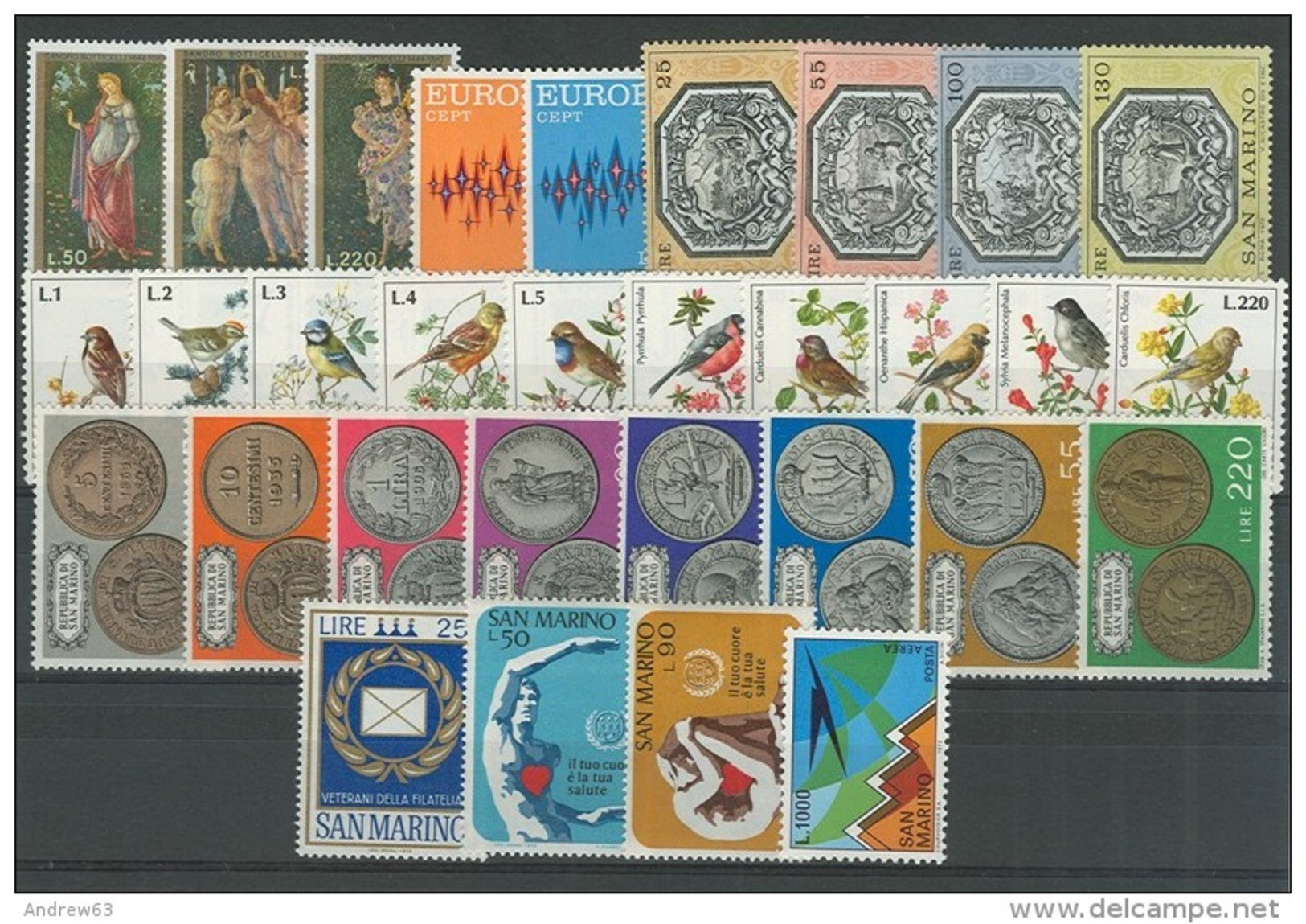 SAN MARINO - 1972 - Annata Completa + Posta Aerea - 31 Valori - Year Complete ** MNH/VF - Años Completos