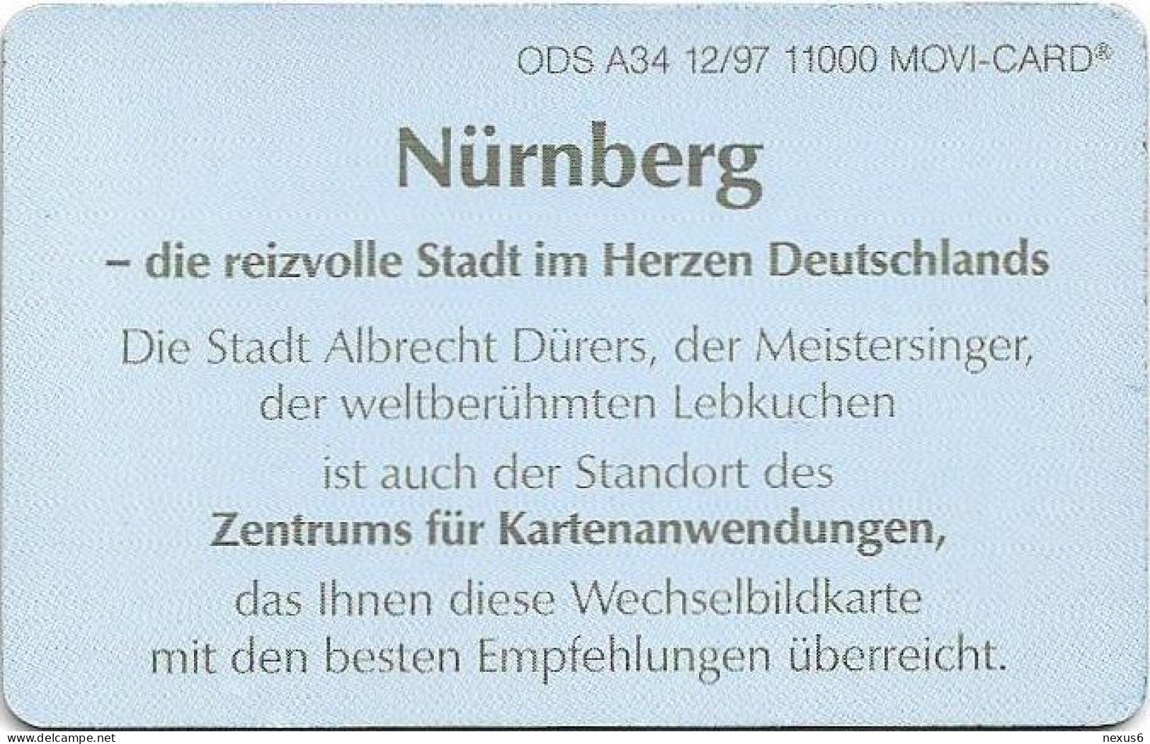 Germany - Nürnberg - (3D Tridimensional Movie Card) - A 34-12.1997 - 6DM, 11.000ex, Used - A + AD-Series : Publicitaires - D. Telekom AG