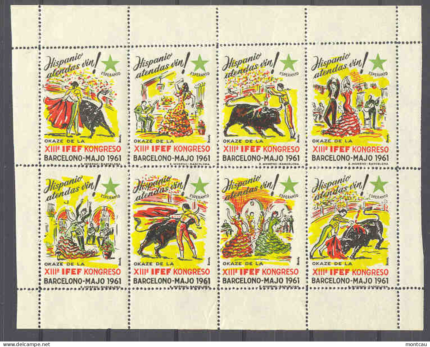 Esperanto - IFEF Kongreso Barcelono Majo 1961 Perf.  Mini Sheet Of Labels - Esperanto