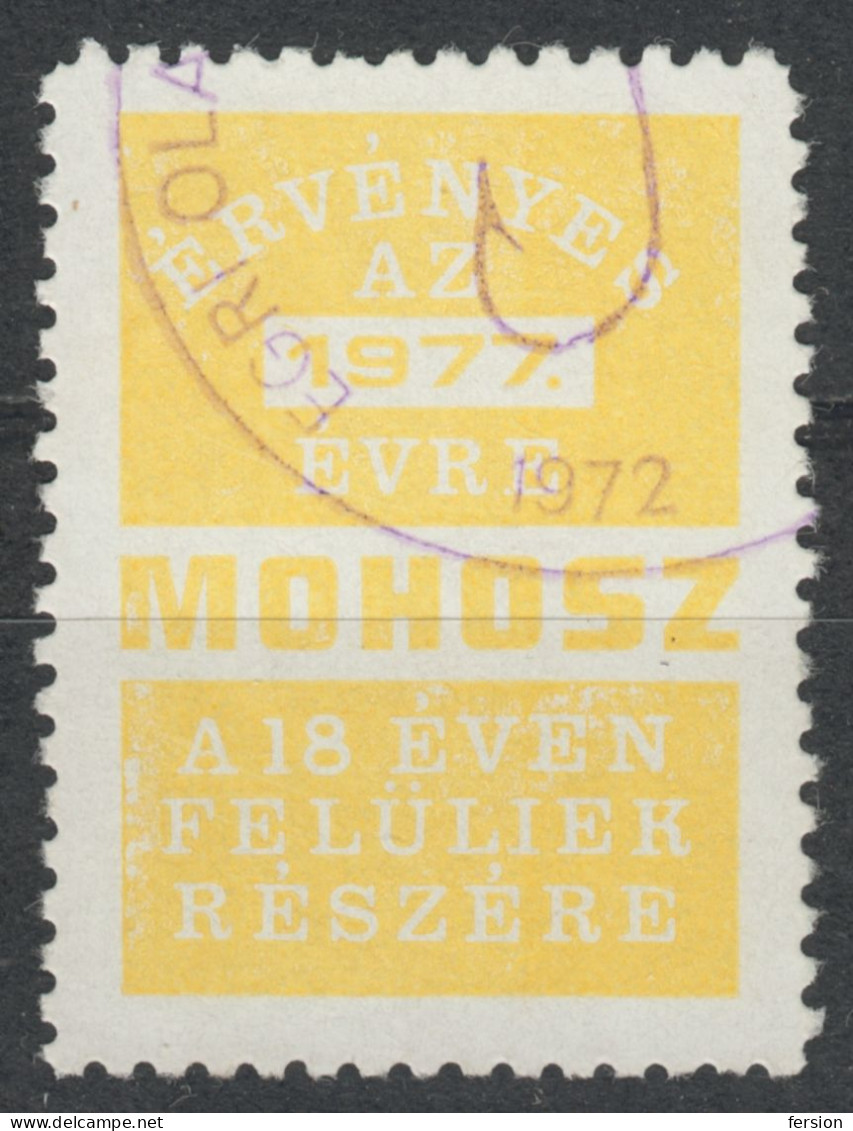 Fishing License ADULT - Revenue Tax Stamp / Label Vignette - Fisher Fish - Hungary 1977 - USED - Fiscaux