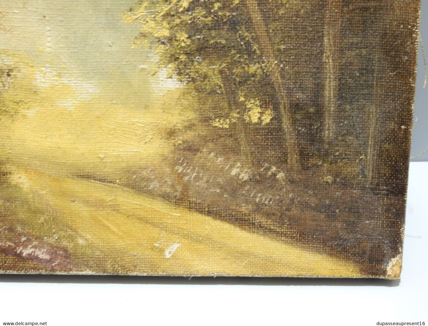 -ANCIEN TABLEAU HUILE SUR TOILE HST Signée F MARTINEZ SOUS BOIS COUCHER SOLEIL   E - Huiles