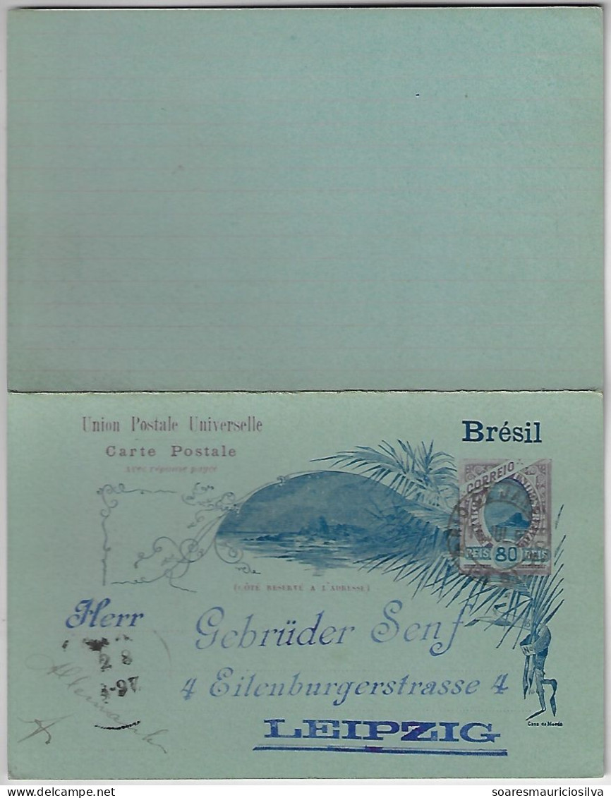 Brazil 1895 Postal Stationery Card RHM-BP-52P Sent From Rio De Janeiro To Leipzig Germany (catalog US$720) - Entiers Postaux