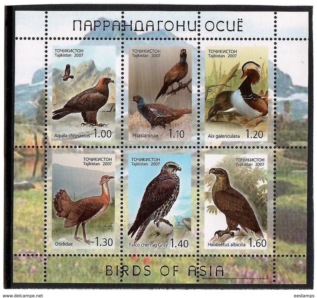 Tajikistan 2007 .  Birds Of Asia. S/S Of 6v. With Differ Margins  Michel # BL 48 - Tajikistan