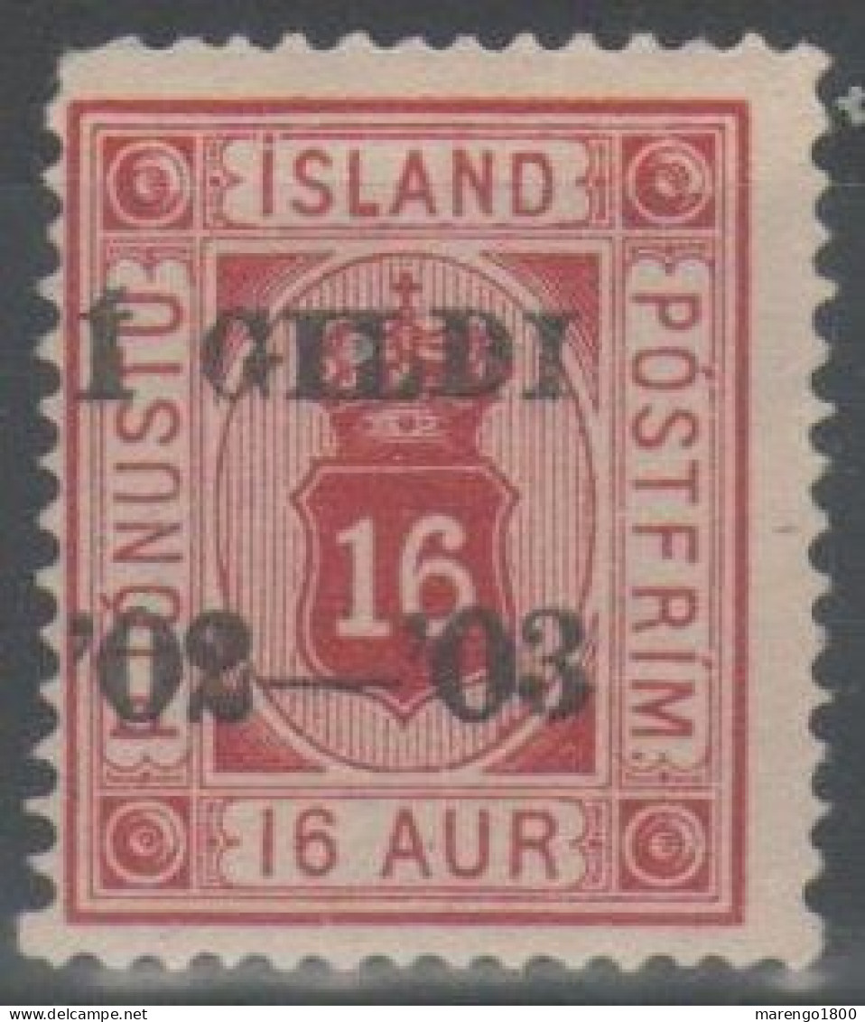 Islanda 1903 - Servizio 16 A. - Dienstmarken