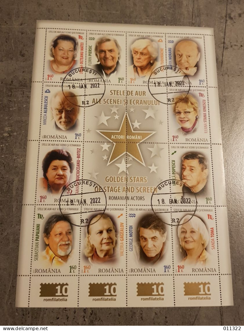 ROMANIA GOLDEN STARS OF STAGE AND SCREEN SHEET USED - Used Stamps