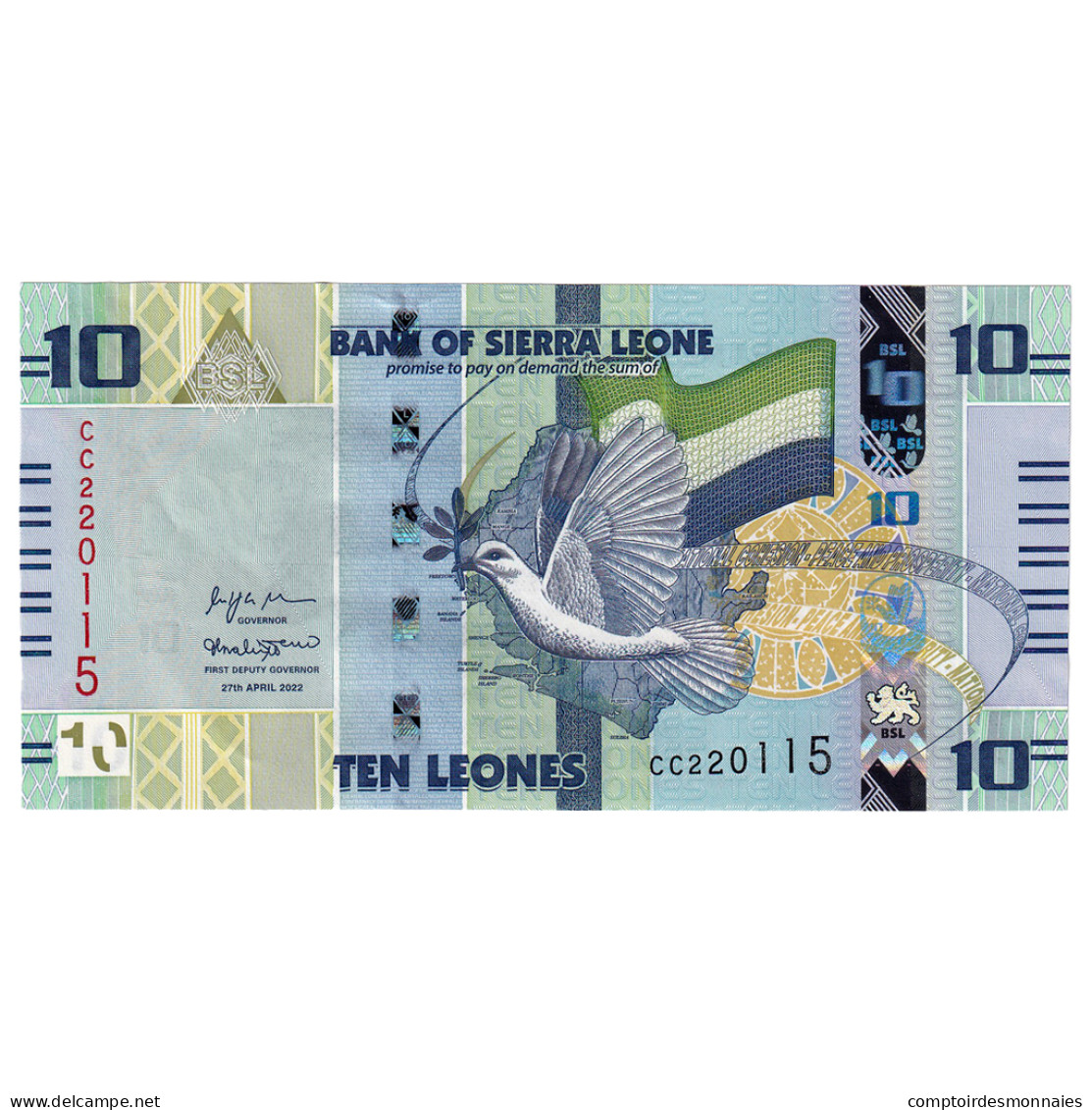 Billet, Sierra Leone, 10 Leones, 2022, 2022-04-27, NEUF - Sierra Leone