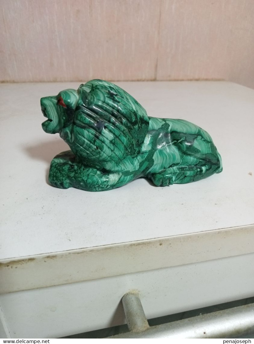 Statuette élephant En Malachite Longueur 11 Cm - Art Africain