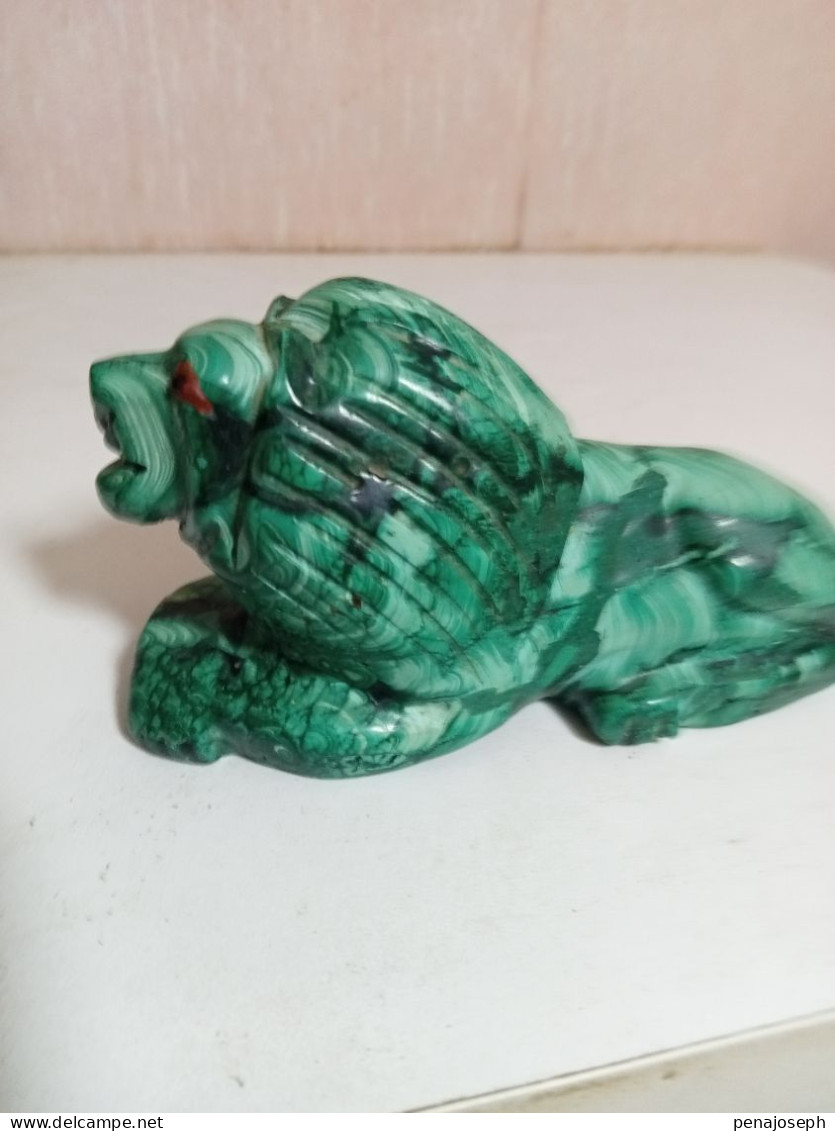 statuette élephant en malachite longueur 11 cm