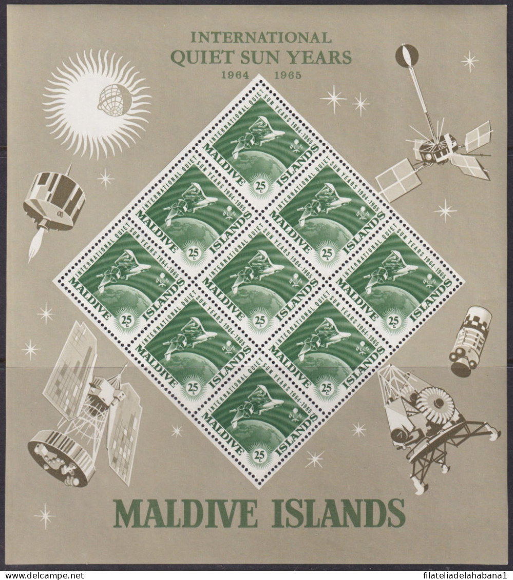 F-EX43710 MALDIVES MNH 1965 SPACE COSMOS QUIET SUM SPECIAL SHEET.  - North  America