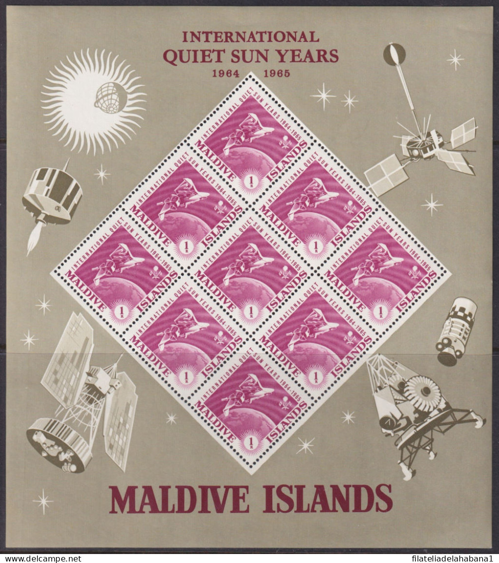 F-EX43710 MALDIVES MNH 1965 SPACE COSMOS QUIET SUM SPECIAL SHEET.  - América Del Norte