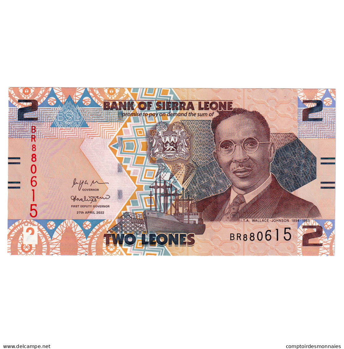 Billet, Sierra Leone, 2 Leones, 2022, 2022-04-27, NEUF - Sierra Leona