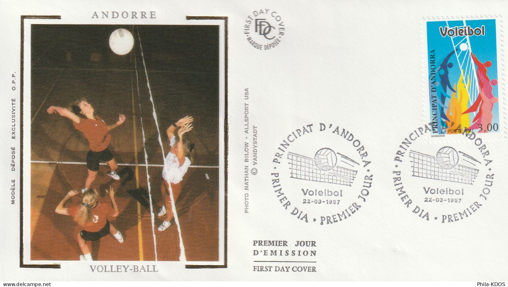 "  VOLLEY-BALL " Sur Enveloppe 1er Jour Sur Soie D'ANDORRE De 1997. Parfait état. FDC A SAISIR ! - Volley-Ball