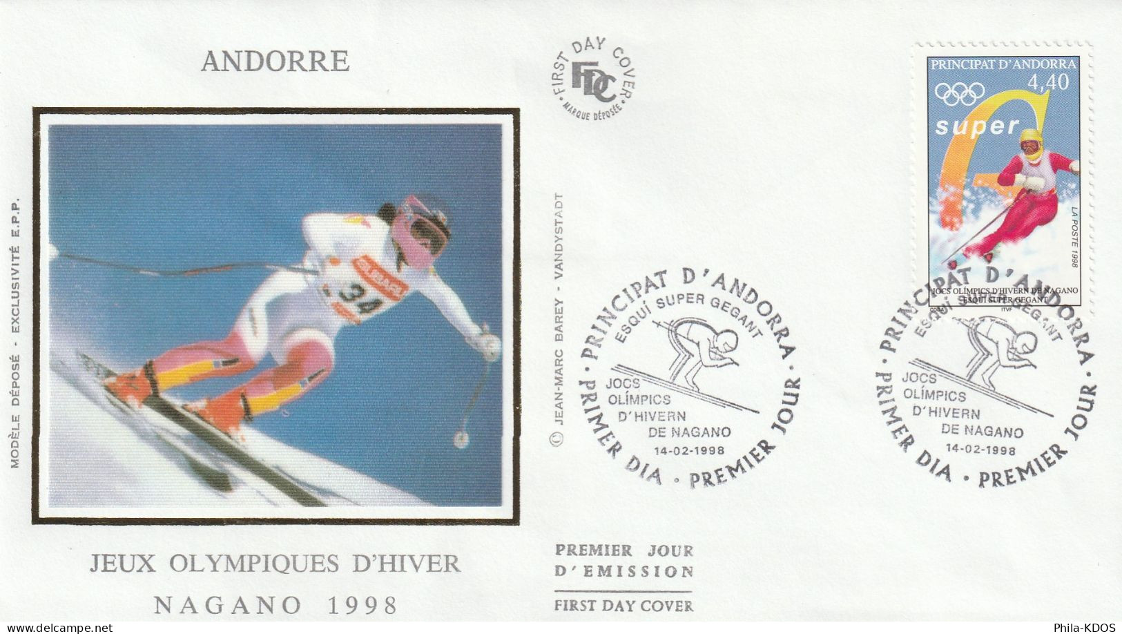 "  J.O. DE NAGANO 1998  " Sur Enveloppe 1er Jour Sur Soie D'ANDORRE De 1998. Parfait état. FDC A SAISIR ! - Winter 1998: Nagano