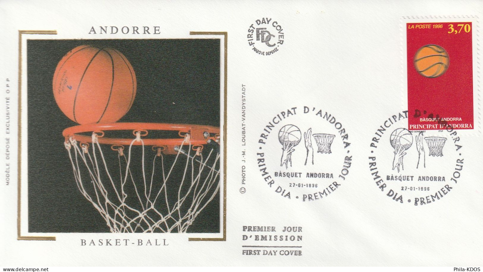 "   BASKET-BALL " Sur Enveloppe 1er Jour Sur Soie D'ANDORRE De 1996. Parf état. FDC A SAISIR ! - Baloncesto