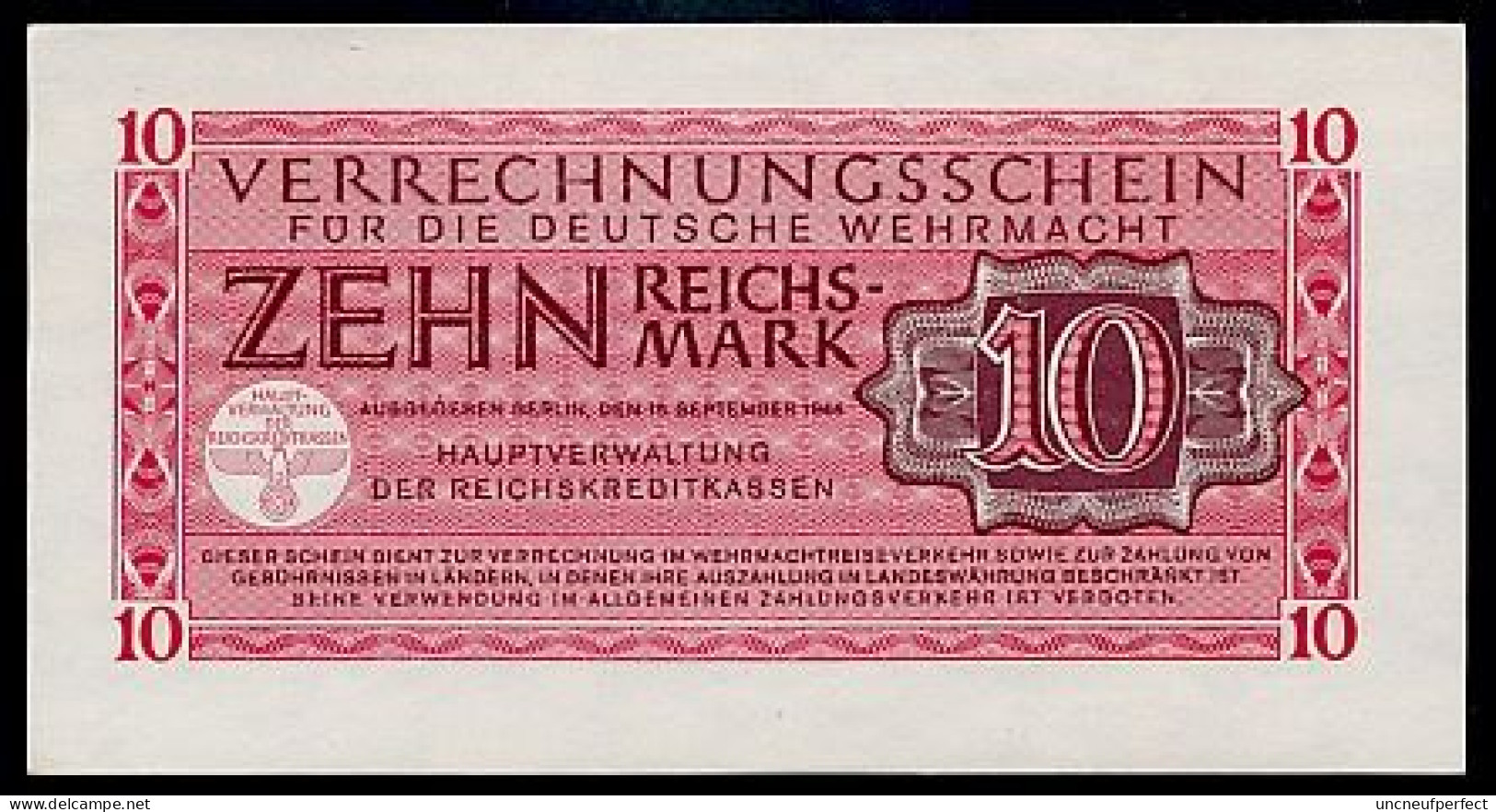 P M40 Ro513  DWM-10. 10 REICHSMARK 1944/45   UNC NEUF - Verrechnungsscheine - Dt. Wehrmacht