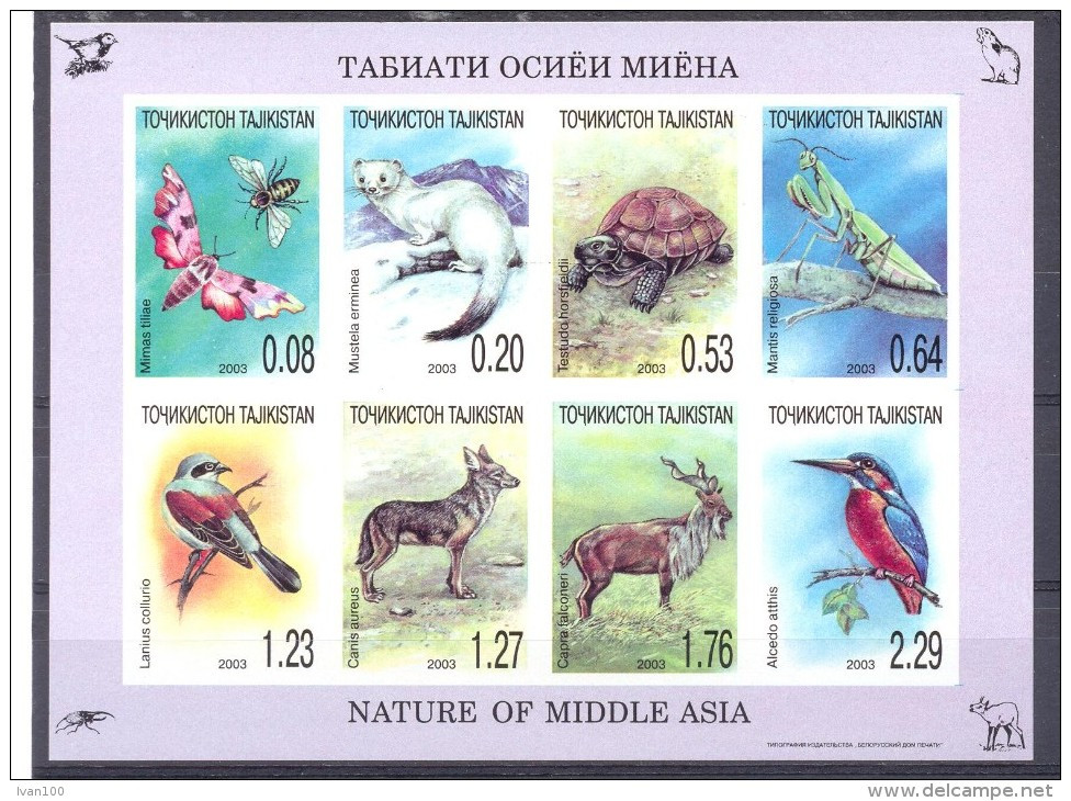 2003. Tajikistan, Fauna Of Asia, Sheetlet Imperforated, Mint/** - Tadjikistan