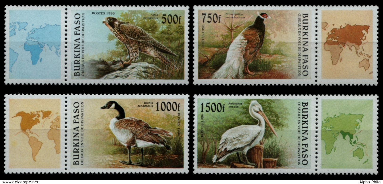 Burkina Faso 1996 - Mi-Nr. 1406-1409 ** - MNH - Vögel / Birds - Zierfeld - Burkina Faso (1984-...)