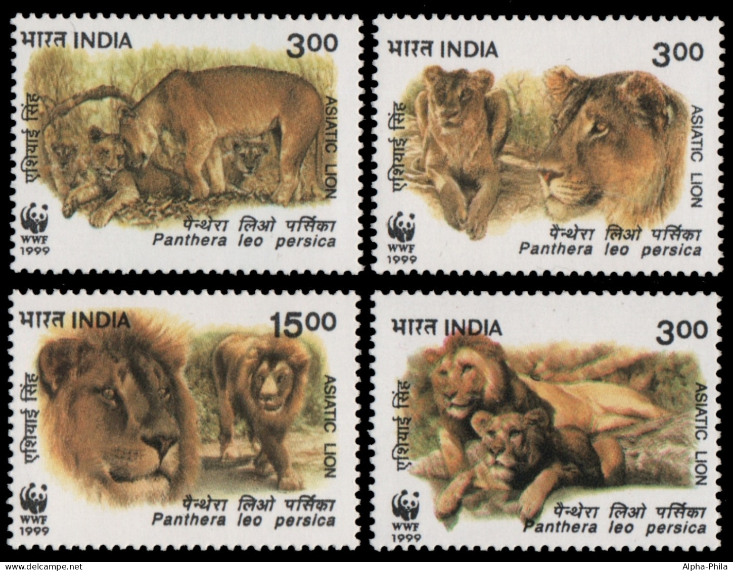 Indien 1999 - Mi-Nr. 1704-1707 ** - MNH - Löwen / Lions - Neufs