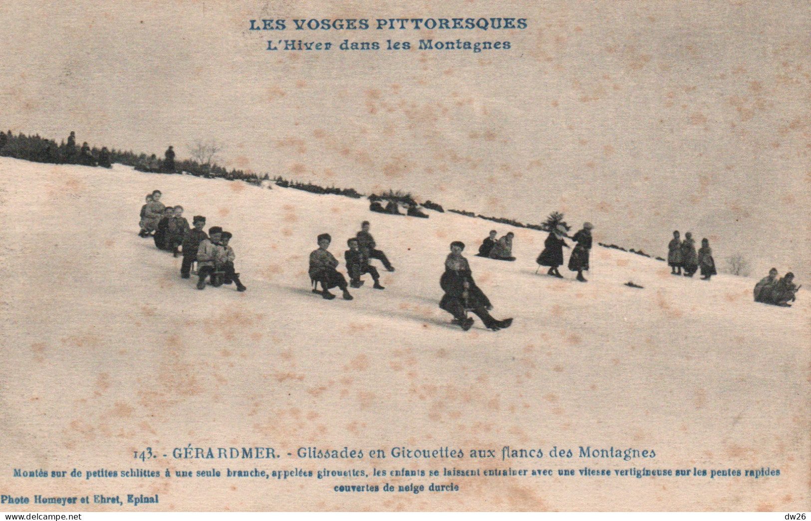 Sports D'Hiver Dans Les Montagnes (Vosges Pittoresques) Gérardmer: Glissades En Girouettes En Luge (Schlittes) - Winter Sports