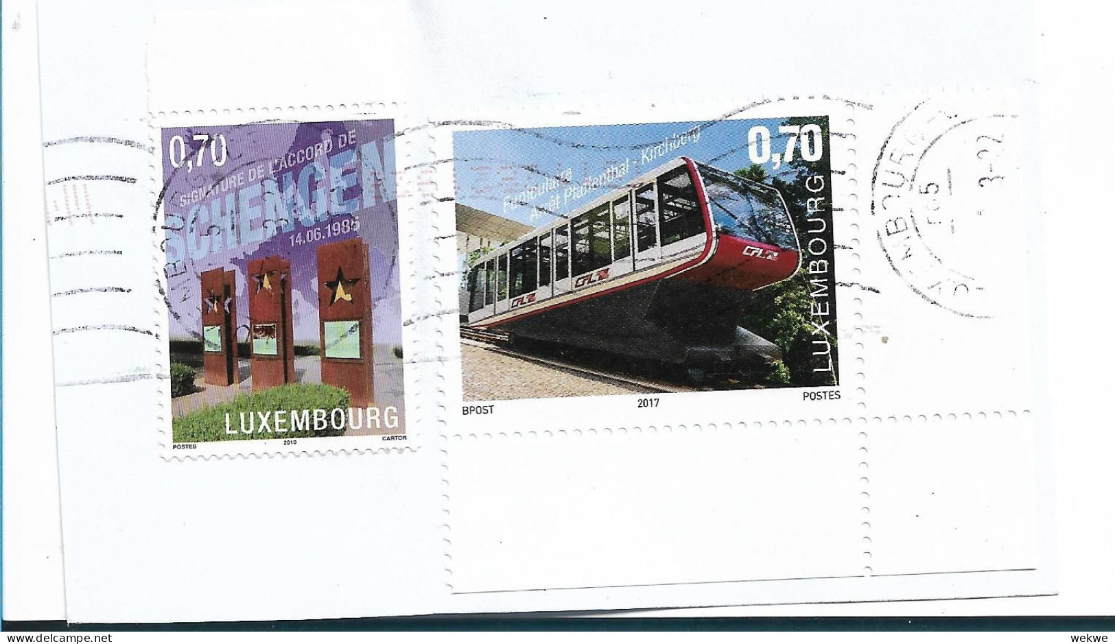 LUXEMBURG006 / 2 MARKEN AUF  Auf Ausschnitt VoN 2023 (1 Marke 2010, 1 Marke 2017) - Used Stamps