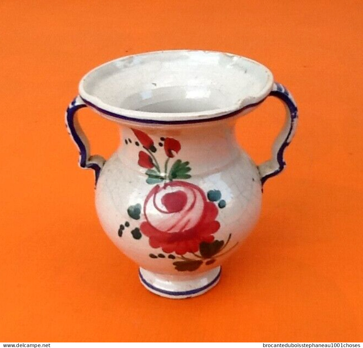 Années 1950   Céramique Italienne  Petit Vase Balustre à Décor Floral - Vazen