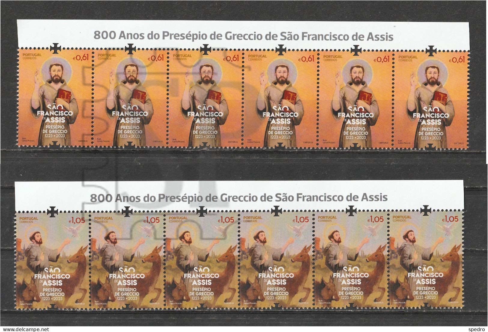 Portugal 2023 800 Anos Do Presépio De Greccio De São Francisco Assis Upper Line Linha Superior - Full Sheets & Multiples