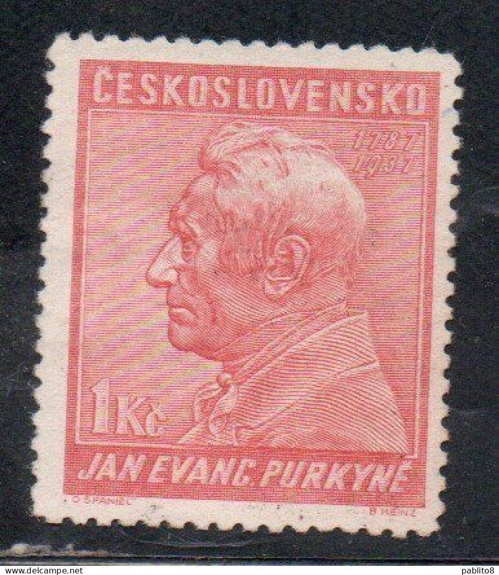 CZECH REPUBLIC CECA CZECHOSLOVAKIA CESKA CECOSLOVACCHIA 1937 JAN EVANGELISTA PURKYNE 1k MH - Unused Stamps
