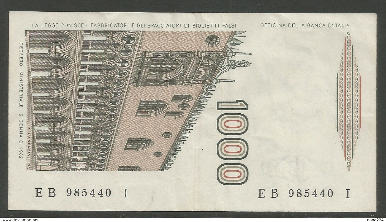 Billet De 1982 ( Italie 1000 Lire ) - 1000 Liras