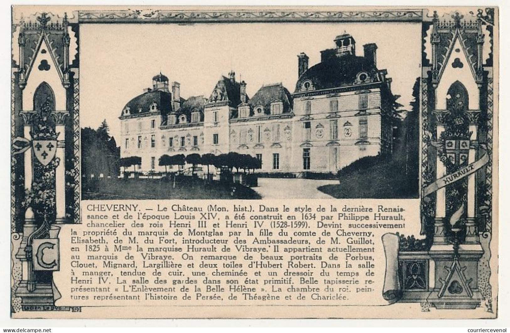 6 CPA - CHEVERNY (Loir Et Cher) - Le Château - Facade, Facade Nord, Dépendances, Dont Avis De Passage Chic Parisien - Cheverny