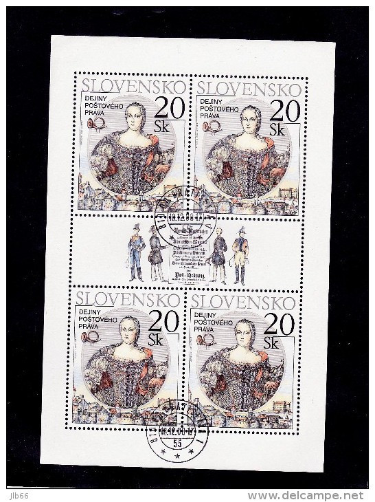 Bloc 2000  De 4 Timbres Impératrice Marie-Thérèse YT 337 Oblitéré /  Sheet 2000 Used Mi 384 Kaiserin Maria Theresia - Hojas Bloque