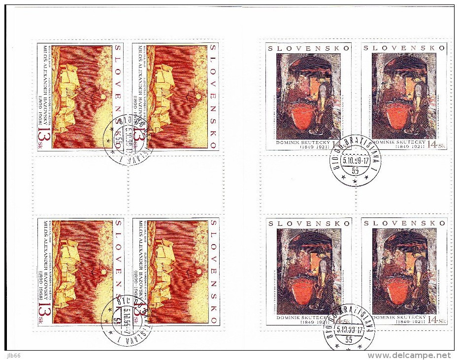 2 Blocs De 4 Timbres Art 1999 Oblitérés YT 305/306  / 2 Sheets Art 1999 Used Mi 352/353 - Blocchi & Foglietti