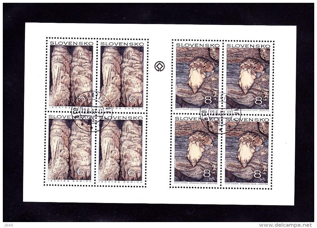 Bloc1997  De 4X2 Timbres Grottes YT 238/239 Oblitéré/  Sheet 1997 Used Mi 280/281 Höhlen - Blocks & Sheetlets