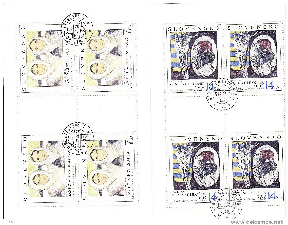 2 Blocs De 4 Timbres Art 1994 Oblitérés Filles De Alexy Et Taureaux De Hloznik YT 175/6 / Mi 211/2 - Blocks & Sheetlets