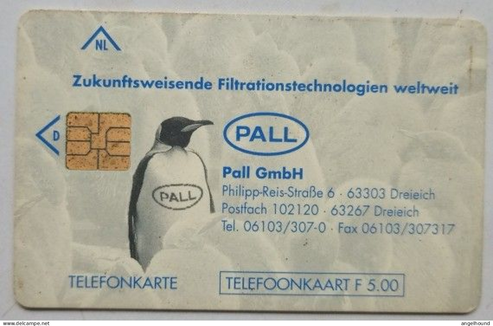 Netherlands F 5.00 Chip Card - Pall GMBH  ( Penguin ) - Privat
