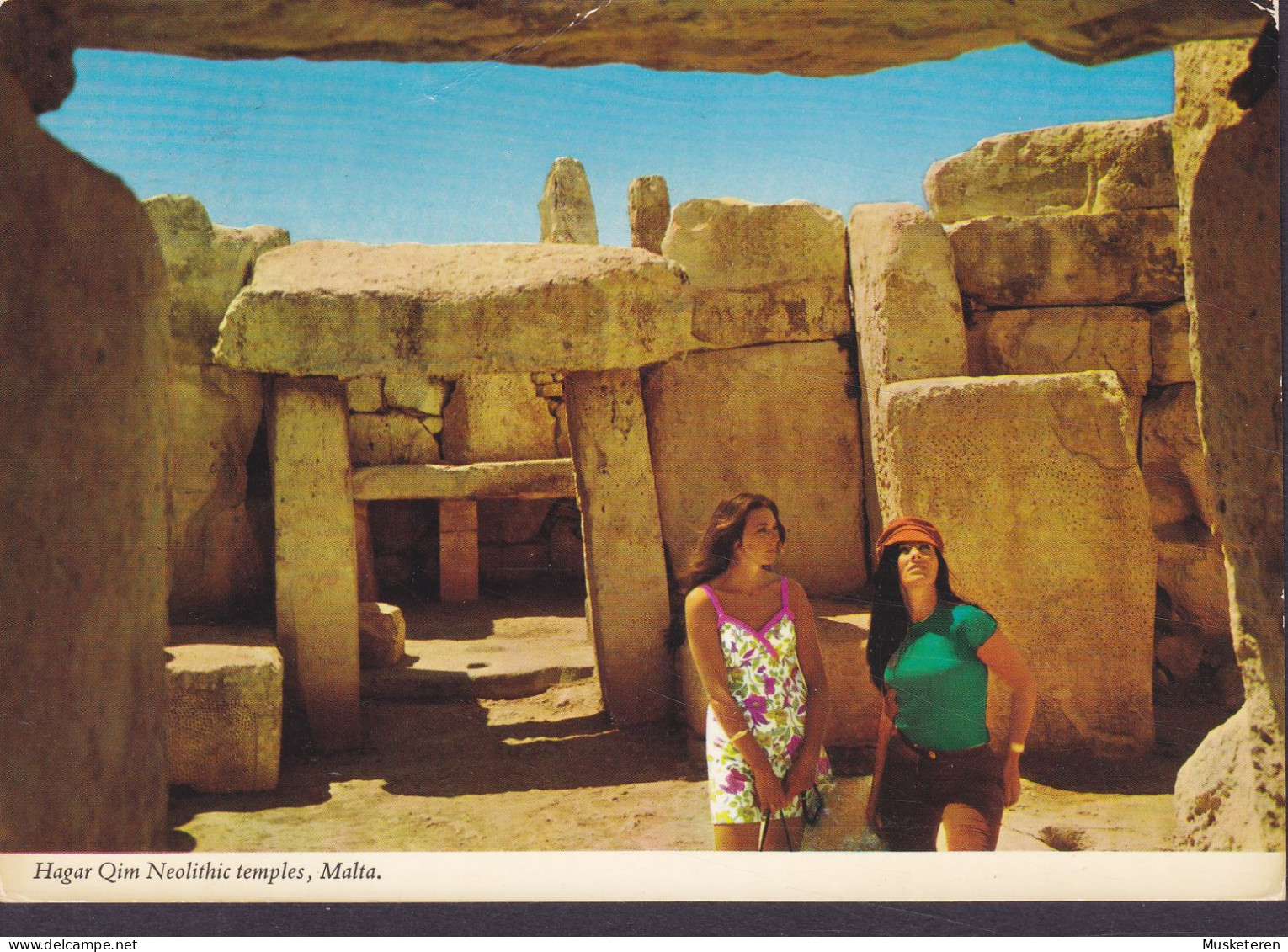 Malta PPC Hagar Qim Neolithic Temples 1979 To VANLØSE Denmark (2 Scans) - Malte