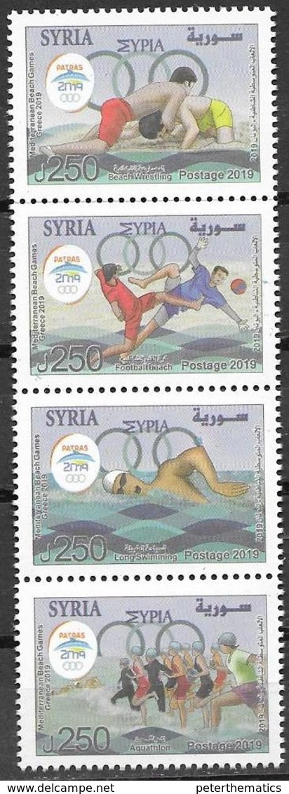 SPORTS, 2019, MNH,  MEDITERRANEAN GAMES, PATRAS GREECE, WRESTLING, SWIMMING, DOLPHINS, DOLPHIN MASCOT,4v - Wrestling