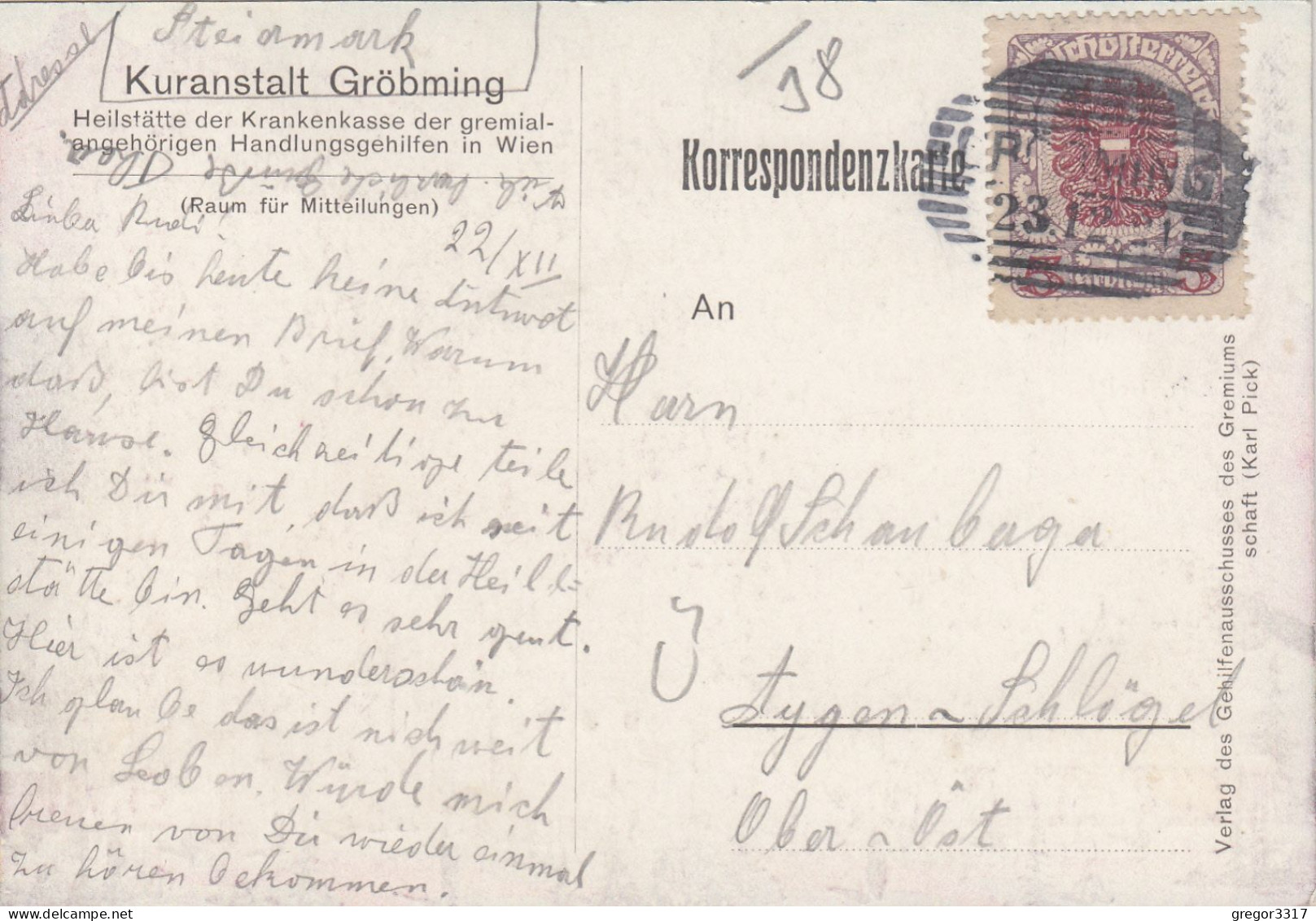 D6333) GRÖBMING - KURANSTALT - 1921 - Gröbming
