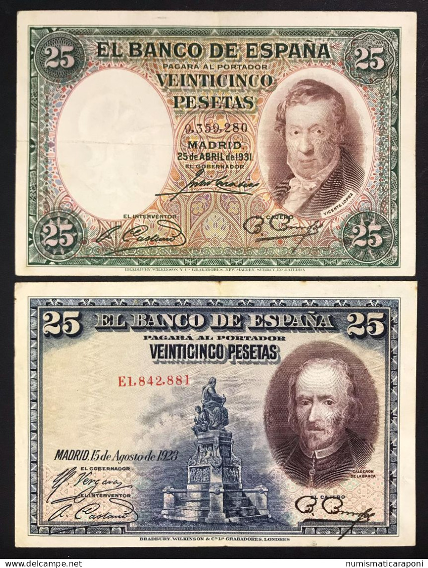 SPAGNA SPAIN Espana 25 Pesetas 1928 + 1931 Lotto.2188 - 25 Peseten