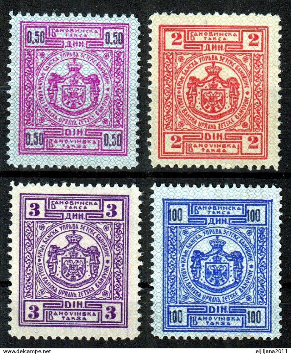 Action !! SALE !! 50 % OFF !! ⁕ Yugoslavia 1937 Montenegro ⁕ Tax Stamps Of ZETSKA Banovina ⁕ 4v Fiscal / Revenue No Gum - Servizio