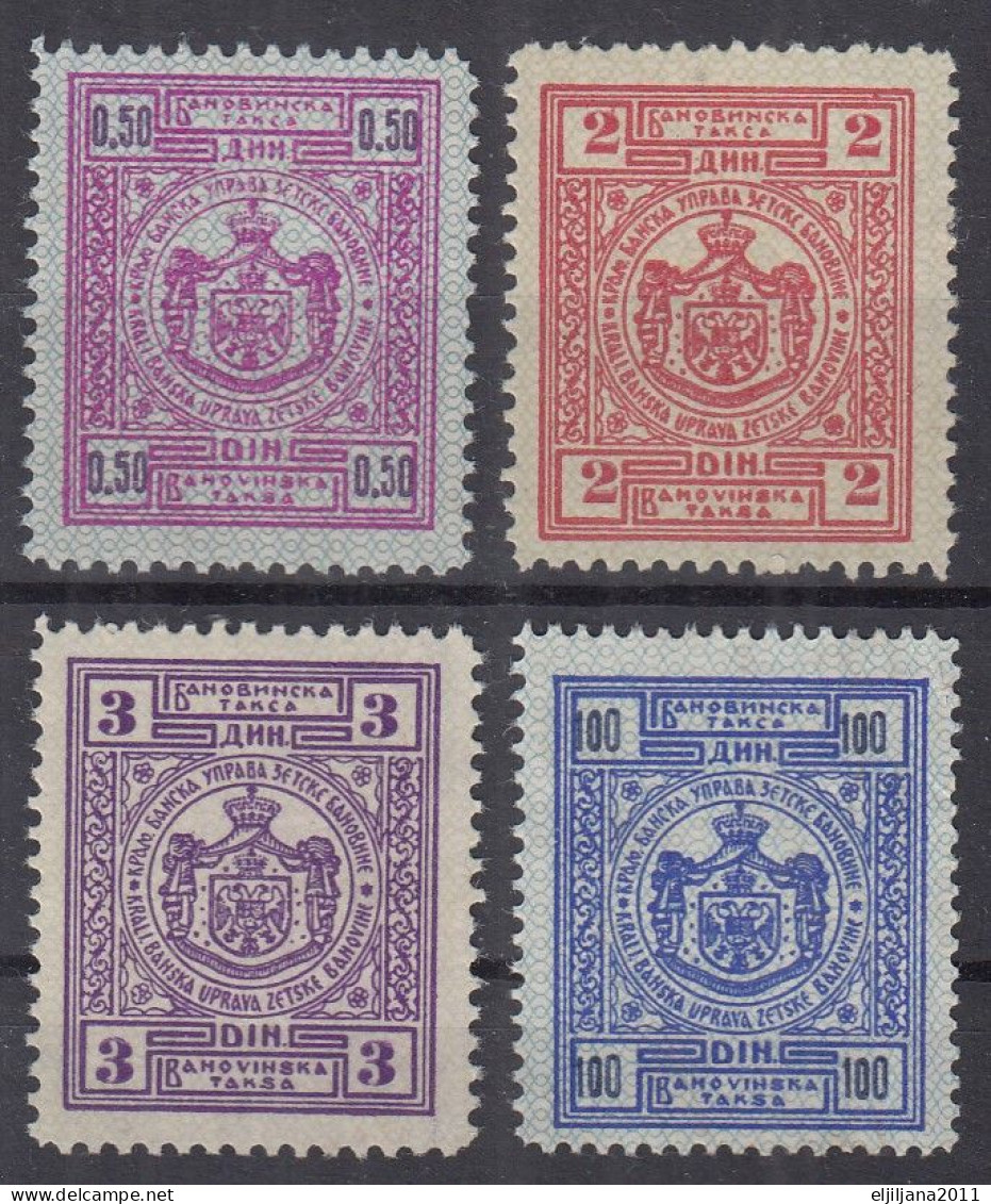 Action !! SALE !! 50 % OFF !! ⁕ Yugoslavia 1937 Montenegro ⁕ Tax Stamps Of ZETSKA Banovina ⁕ 4v Fiscal / Revenue No Gum - Officials