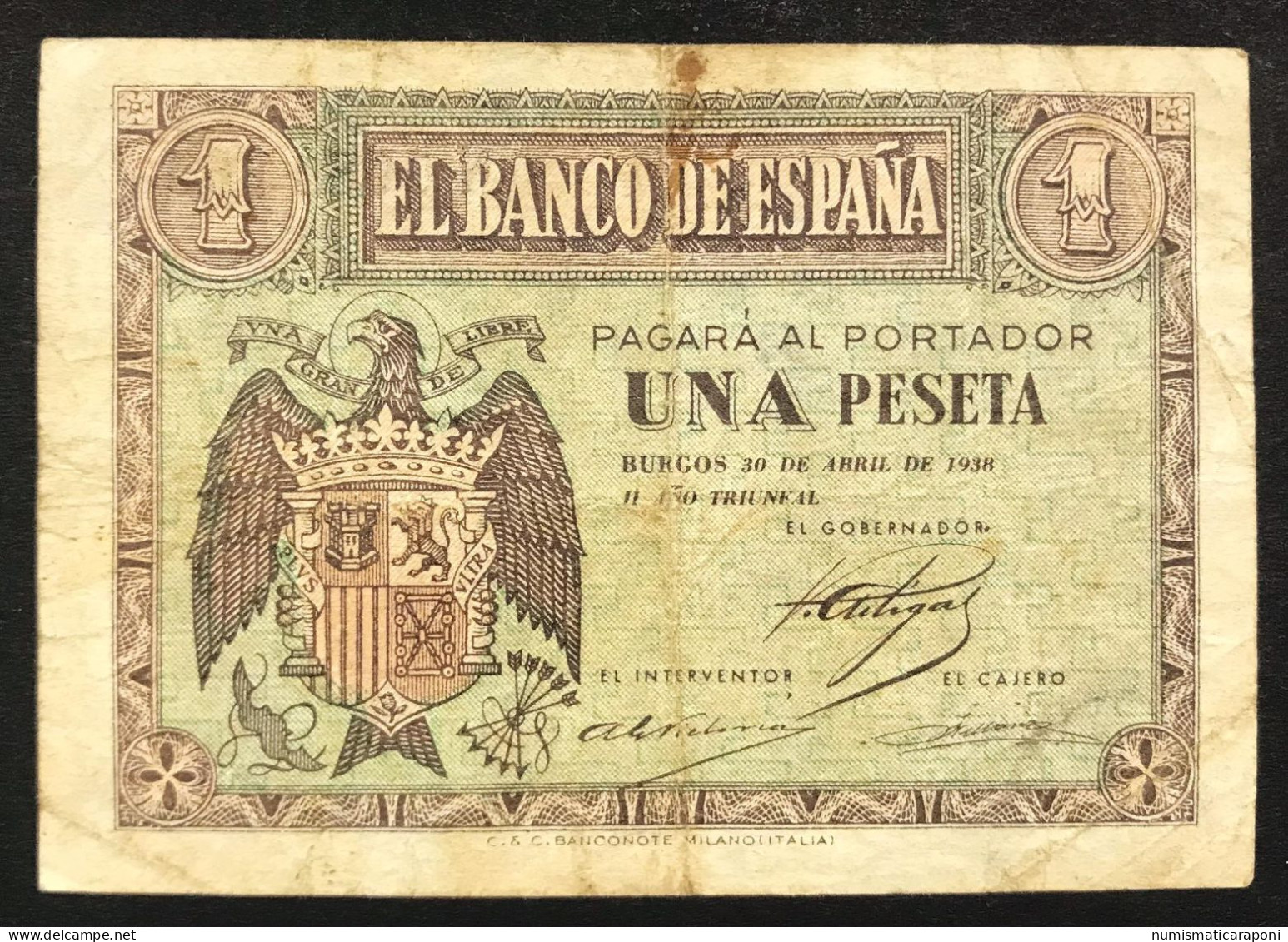 Spagna Espana Espagne 1 Peseta 1938 KM#108 LOTTO 2246 - 1-2-5-25 Pesetas