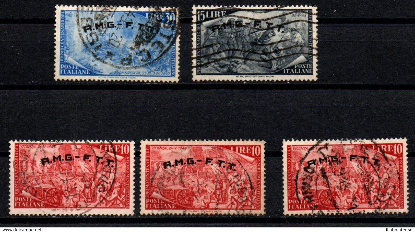 1948 - Trieste A  23 X 3 + 25 + 27 Risorgimento    ------- - Gebraucht