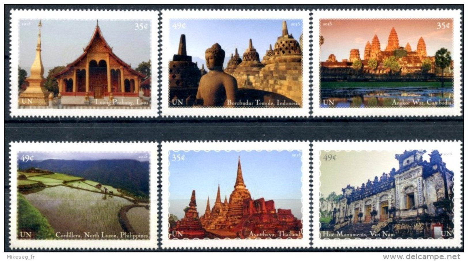 ONU New-York 2015 - Unesco - Patrimoine Mondial Asie - 6 Timbres Détachés De Carnet De Prestige ** - Ongebruikt