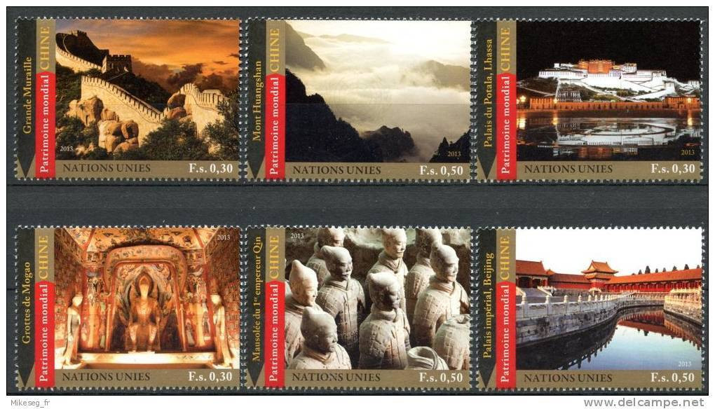 ONU Genève 2013 - Unesco - Patrimoine Mondial Chine - 6 Timbres Détachés De Carnet De Prestige ** - Unused Stamps